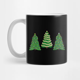 Festive Christmas Trees Trio (Black Background) Mug